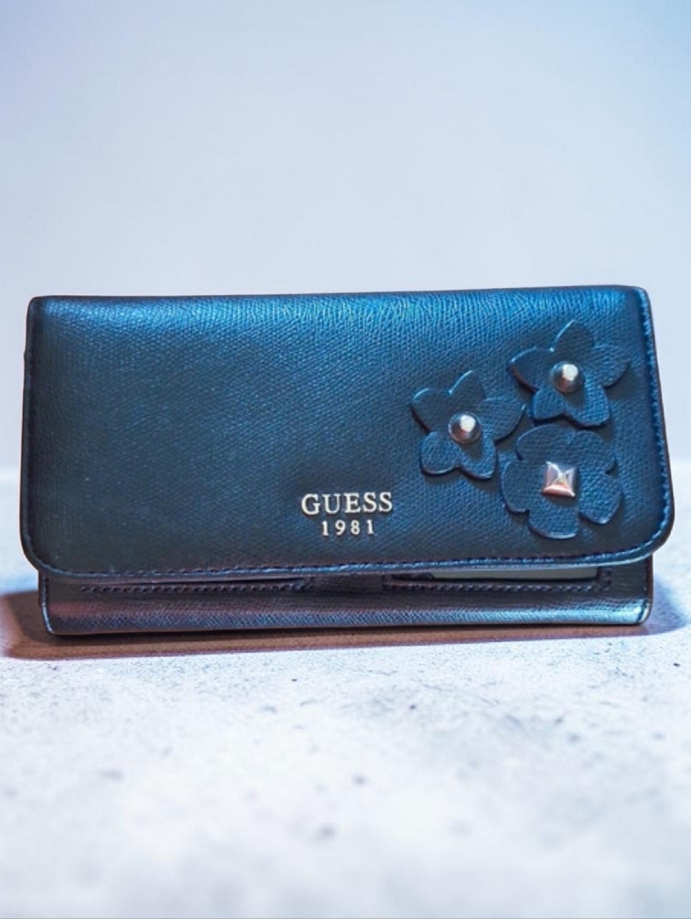 Sold.....GUESS Black Wallet with Floral Design